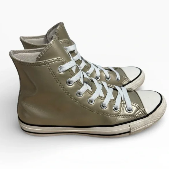 Converse Chuck Taylor All Star Hi Metallic Gold High Top Sneakers Womens 8 - Picture 3 of 8